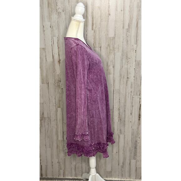 Altar'd State Women's Medium Purple Long‎ Sleeve Ruffle A-Line Dress - Picture 7 of 7